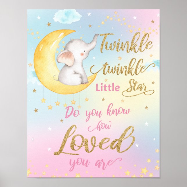 Affiche Mur de nurserie scintillant Twinkle Twinkle Little (Devant)