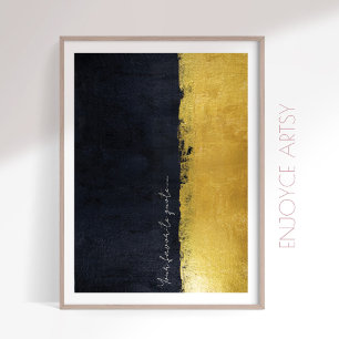 Affiche Mur de peinture abstraite moderne or & noir
