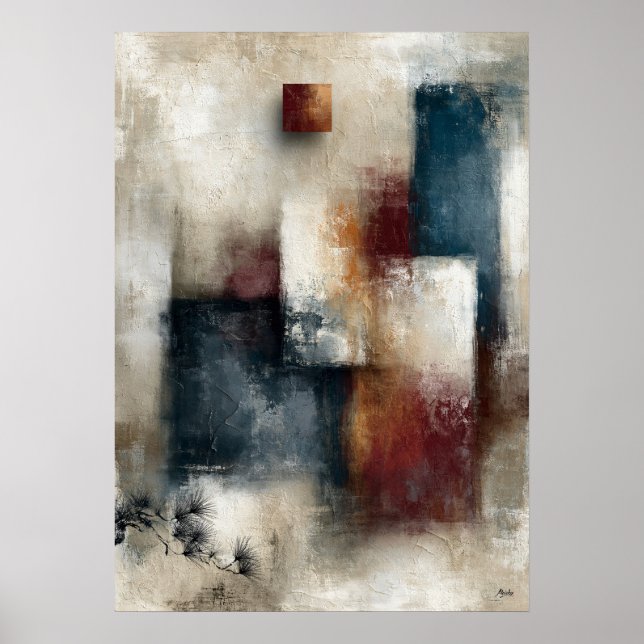 Affiche Mur de pin Wabi-Sabi Moderne Japonais Abstrait  (Devant)