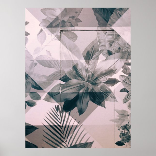 AFFICHE MUR ET PORTE PEINTES FLORALES BLANCHES ET GRIS (Devant)