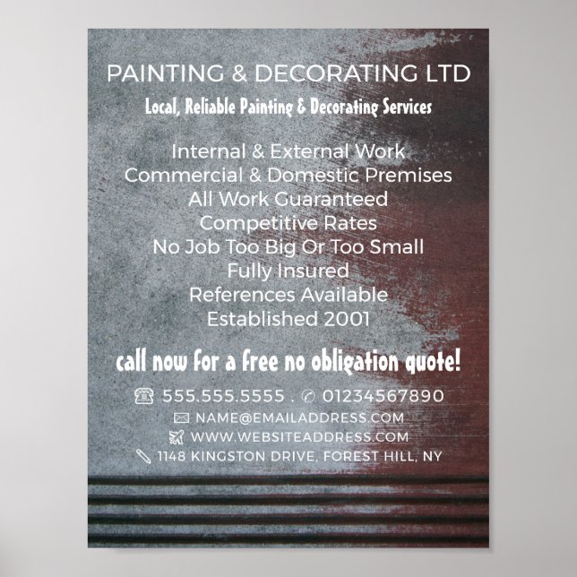 Affiche Mur Peint Grunge, Peintre & Décorateur (Devant)