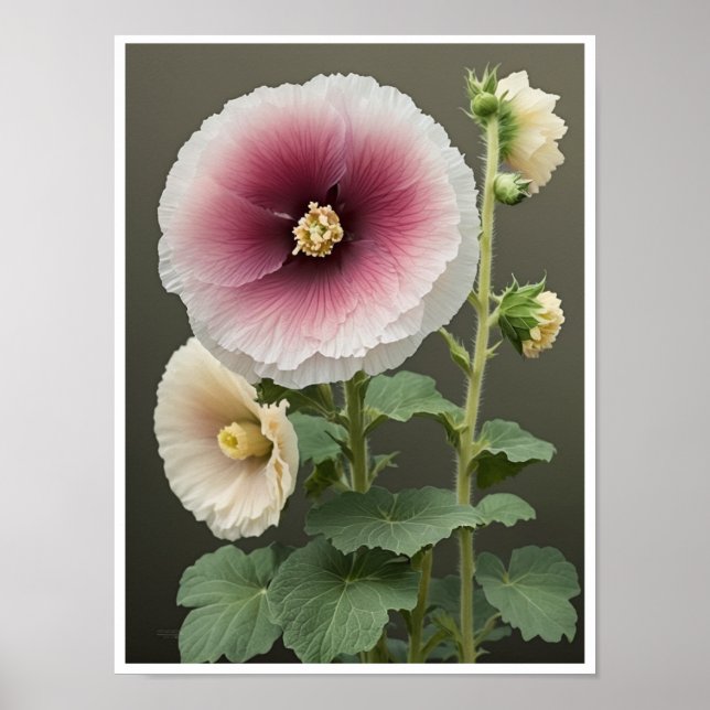 Affiche murale Belle Hollyhock Flower Wall Art (Devant)