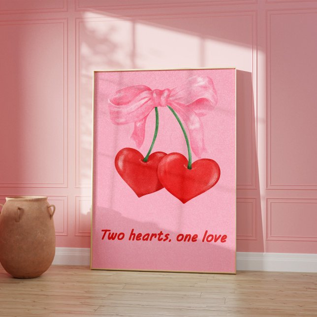 Affiche murale Coquette romantique à cœur de ceris (Créateur téléchargé)