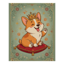 Affiche murale Corgi King Royal Cute Corgi Dog Lov