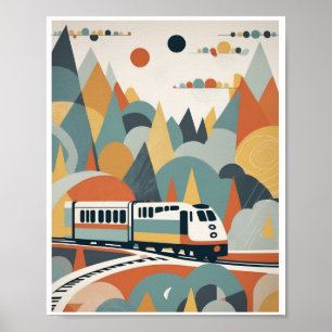 affiche murale d'art abstrait voyage en train ludi