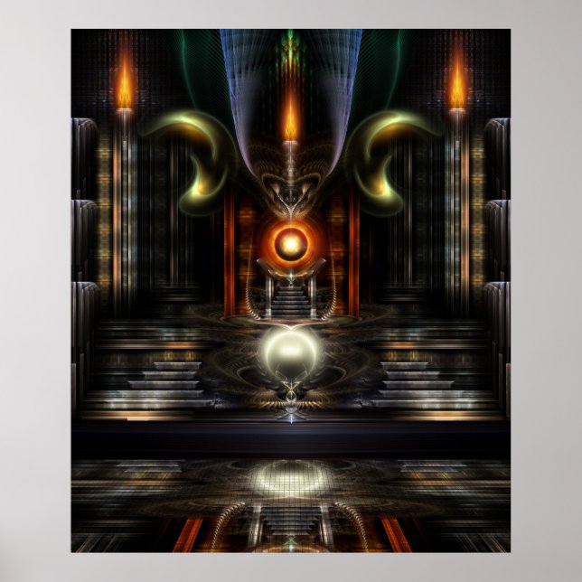 Affiche murale de l'art fractal de la salle du trô (Devant)
