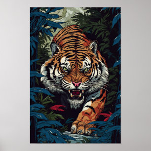 Affiche murale de tigre, Illustration de style art