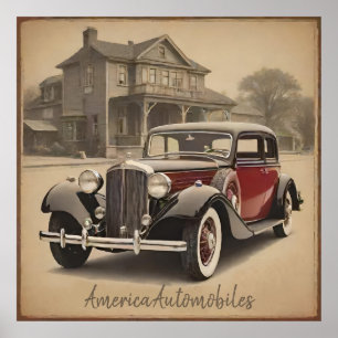 affiche murale de voiture vintage