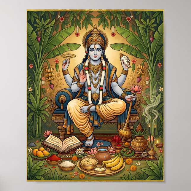 Affiche murale dévotionnelle de Lord Satyanarayana (Devant)