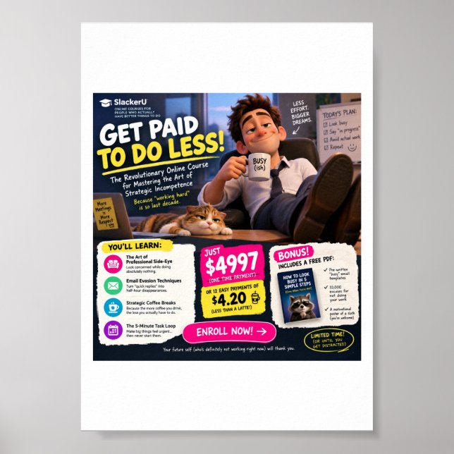 Affiche murale drôle de SlackerU pour le bureau (Devant)
