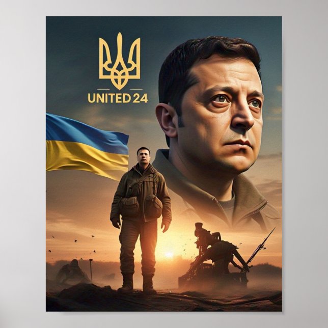Affiche murale du président ukrainien Zelenskyy (Devant)