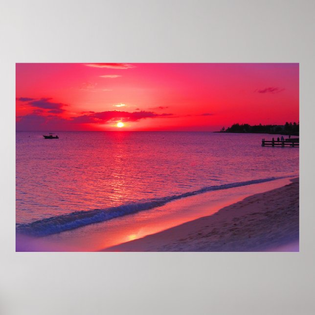 Affiche murale grande de la plage au coucher du so (Devant)
