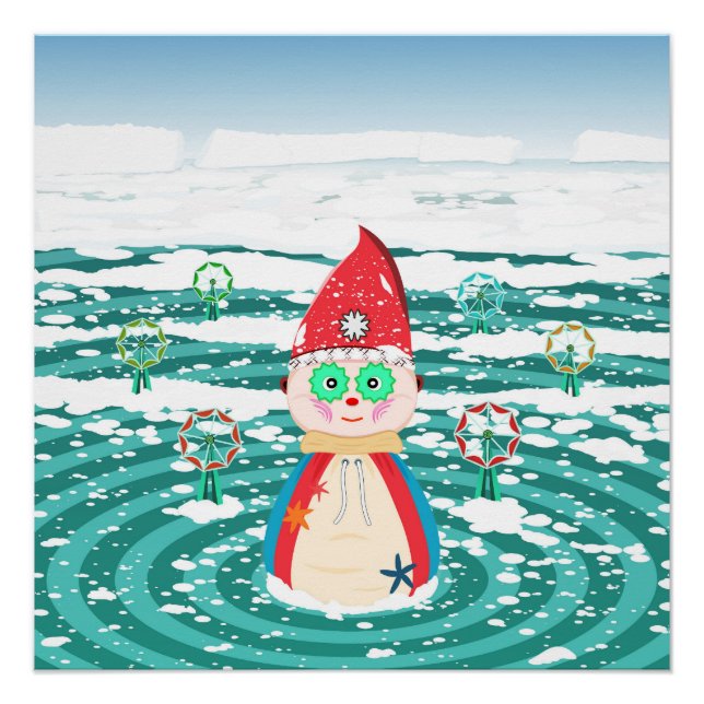 Affiche murale - Illustration tardive de Noël. (Devant)