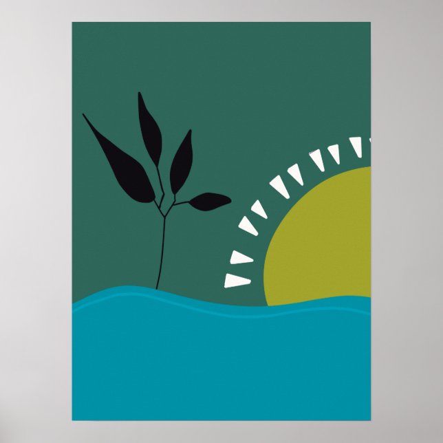 affiche murale minimaliste vert soleil tendance (Devant)