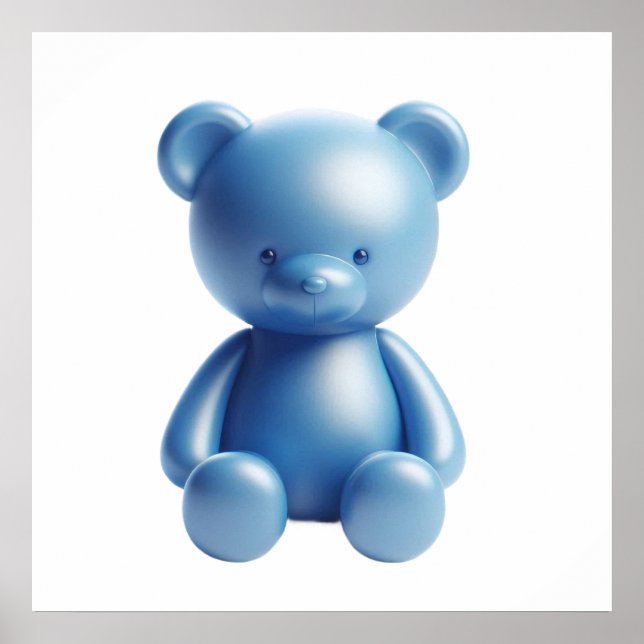 Affiche murale Ourson peluche bleu mignon pour cha (Devant)