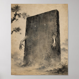 Affiche murale silencieuse de Yokai Nurikabe