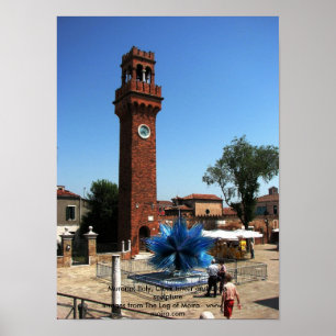 Affiche Murano, Italy Clock tower and Glass sculpture
