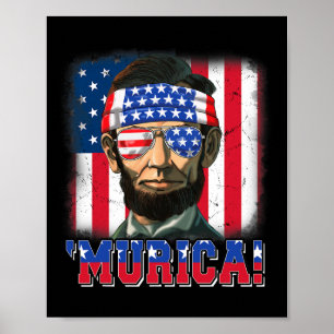 Affiche Murica Abe Lincoln 4 juillet Murica Patriotique Mo