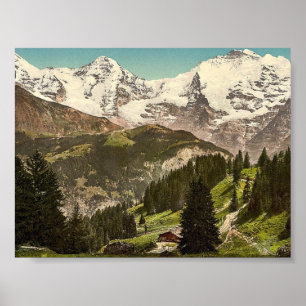 Affiche Murren, Grutschalp, I, Eiger, Monch et Jungfrau,