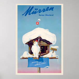 Affiche Mürren Muerren Montagnes suisses Alpes Suisse