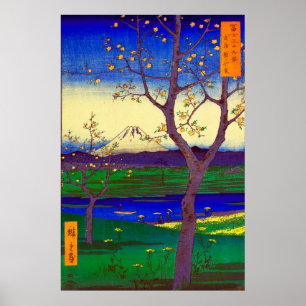 Affiche Musashi Koshigaya Zai Mont Fuji Utagawa Hiroshige