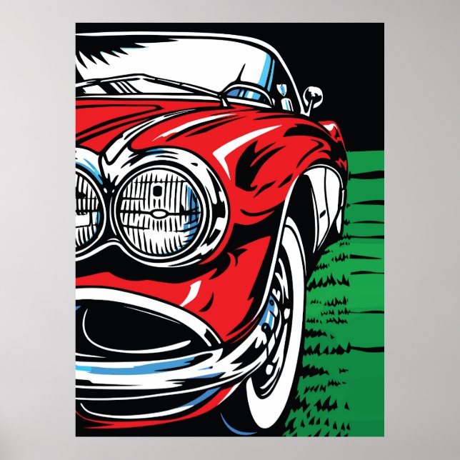 Affiche Muscle Car Classique Art Pop Rétro Avant (Devant)