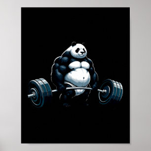 Affiche Muscle Gym Panda Bodybuilder Poids Motivat