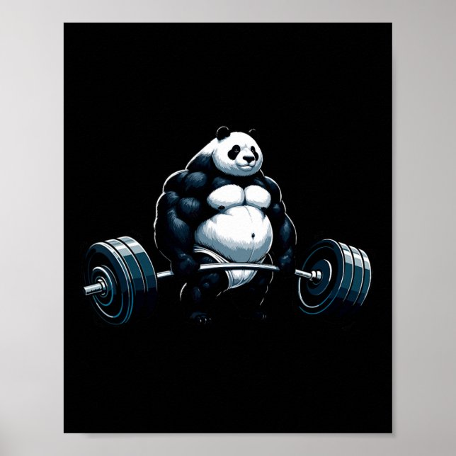 Affiche Muscle Gym Panda Bodybuilder Poids Motivat (Devant)