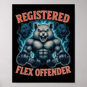 Affiche Muscle Hamster Défenseur Flex Enregistré Drôle Gym