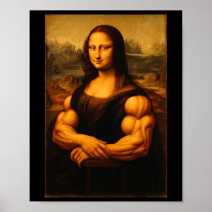 Affiche Muscle Mona Lisa Bodybuilder Poids Gymnase Et