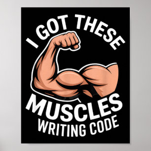 Affiche Muscles drôles écrivant du code disant programmeur