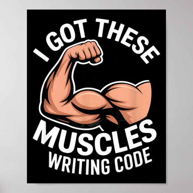 Affiche Muscles drôles écrivant du code disant programmeur (Devant)