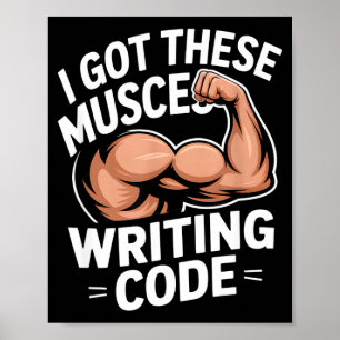 Affiche Muscles drôles écrivant du code disant programmeur