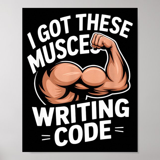 Affiche Muscles drôles écrivant du code disant programmeur (Devant)