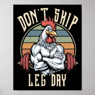 Affiche Muscles Poulet Drôle Gymnase Jambes d'entraînement