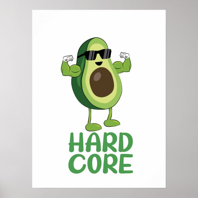 Affiche Musculaire Hardcore Avocado drôle (Devant)