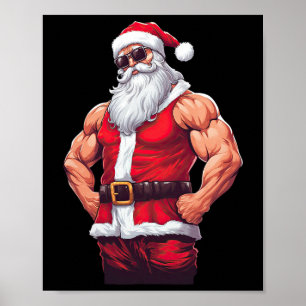 Affiche Musculaire Santa Claus Bodybuilding Fitness Gym Ch