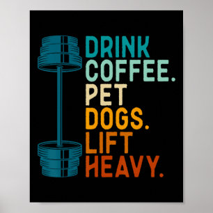 Affiche Musculation Haltérophilie Boire Café Animaux de Co