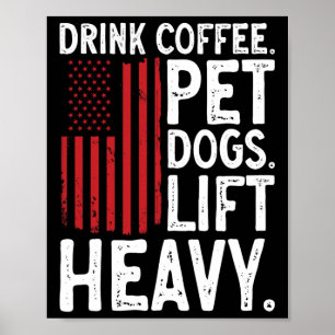 Affiche Musculation Haltérophilie Boire Café Animaux de Co