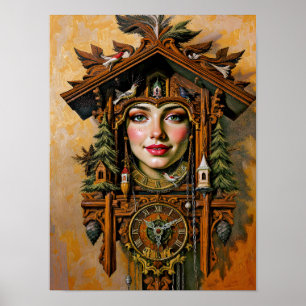Affiche « Muse intemporelle » – Portrait d'une horloge à c