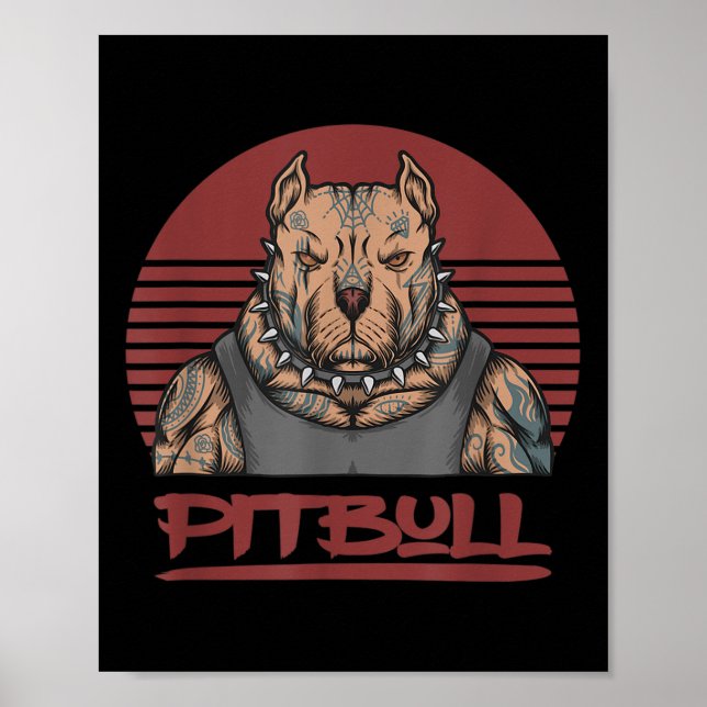 Affiche Museau Pitbull Chien Agressif À L'Aspect Pit Bull  (Devant)