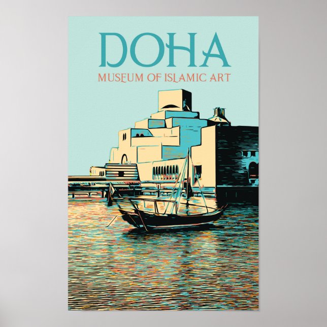 Affiche Musée de Doha, illustration de l'art islamique Qat (Devant)