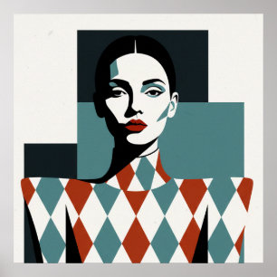 Affiche Musée en terre cuite : Portrait tribal géométrique