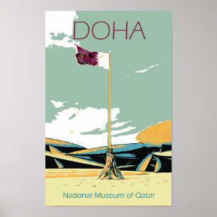 Affiche Musée national de Doha illustration Qatar