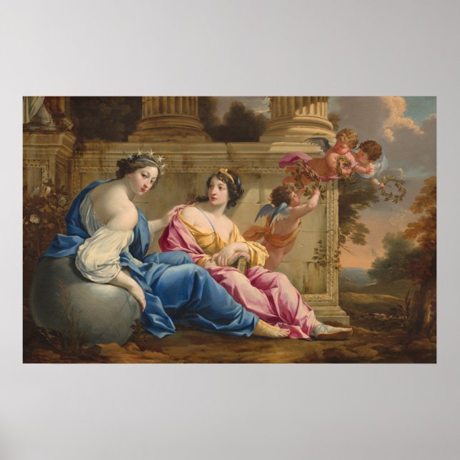 Affiche Muses Urania and Calliope - Simon Vouet Art (Devant)