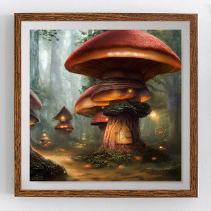 Affiche Mushroom House Forest Imaginaire Art
