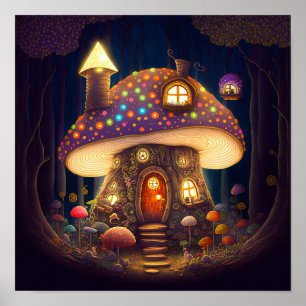 Affiche Mushroom House Imaginaire Art