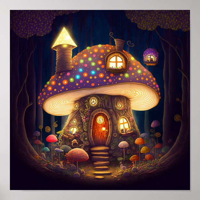 Affiche Mushroom House Imaginaire Art (Devant)