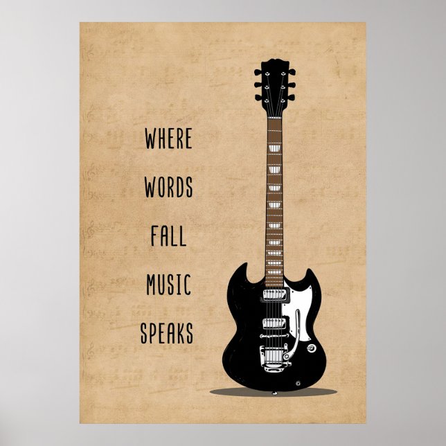 Affiche Music Art Where Words Fall Music Speaks (Devant)