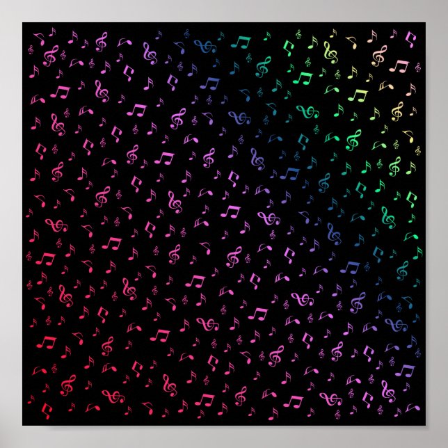 Affiche music, musical, note, melody, black, sound, clef, (Devant)
